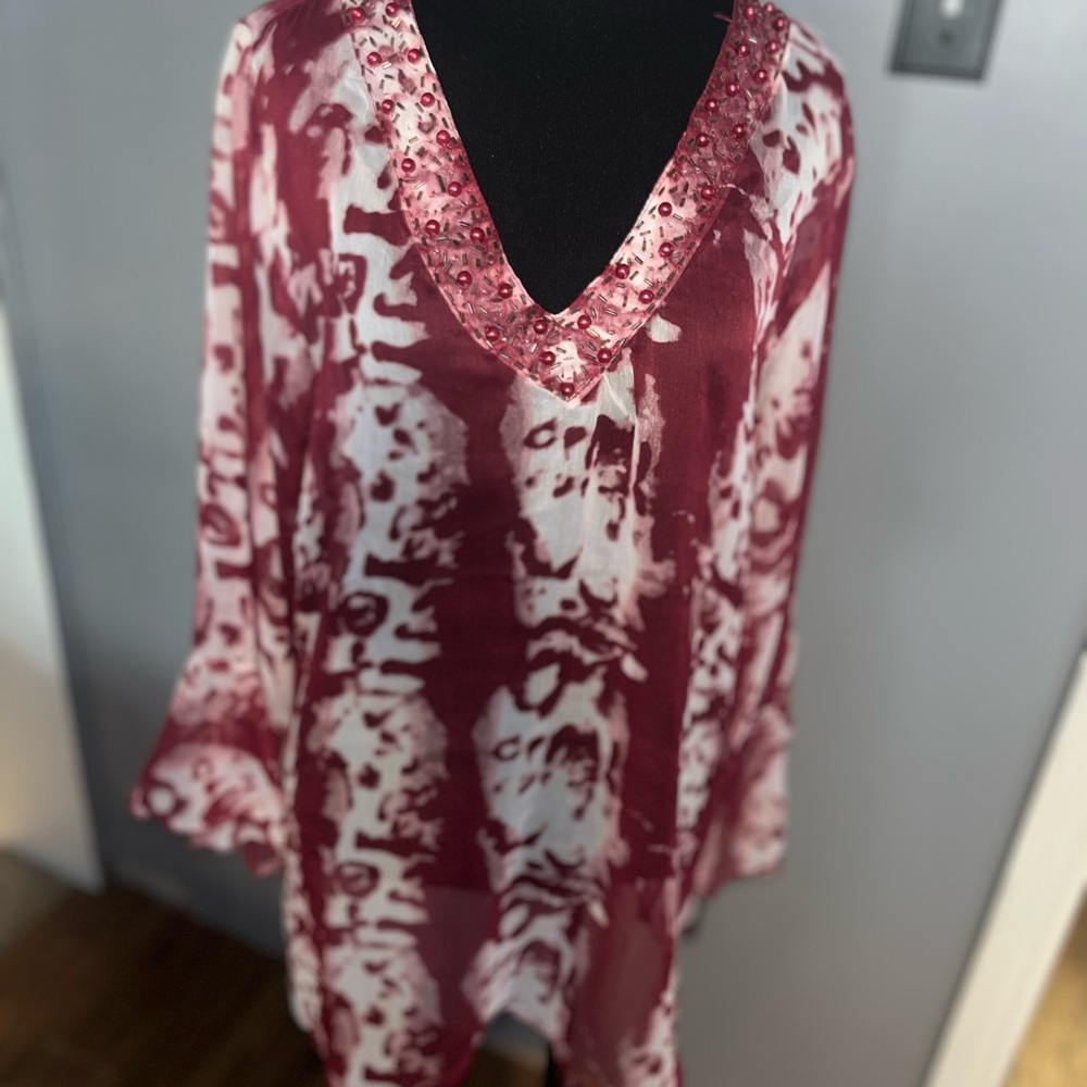 NF sheer embellished tunic top - S/M